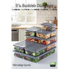 Fithome 9’lu Buzdolabı Düzenleyici Saklama Kabı Seti Mikrodalga Uyumlu Bpa Free Dolap Içi Düzenleyici