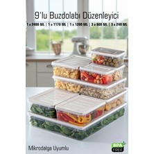 Fithome 9’lu Buzdolabı Düzenleyici Saklama Kabı Seti Mikrodalga Uyumlu Bpa Free Dolap Içi Düzenleyici