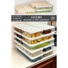 Fithome 12 Adet Fitbox Saklama Kabı Buzdolabı ve Buzluk Düzenleyici Hava Geçirmez Set