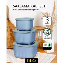 Fithome 3'lü Silikon Kapak Hava Almaz Mikrodalga ve Buzluk Saklama Kabı Seti