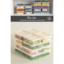 Fithome 9'lu Buzdolabı ve Buzluk Hava Almaz Saklama Kabı Seti 1X2400ML 2X1170ML 2X1200ML 2X600ML
