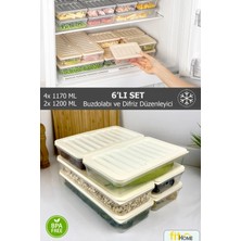 Fithome Difriz ve Buzluk Düzenleyici 6 Lı Set Buzdolabı Düzenleyici Saklama Kabı 4X1170ML 2X1200ML