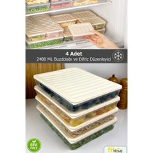 Fithome 4'lü Set Buzdolabı ve Buzluk Difriz Düzenleyici Çok Amaçlı Hava Geçirmez Saklama Kabı 4X2400ML