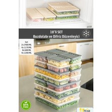 Fithome 18'li Set Renkli Kapak Buzdolabı ve Difriz Düzenleyici Saklama Kabı 2X2400-4X1200-4X1170-8X600 ml