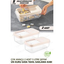 Fithome 2 Adet 5 Litre Çok Amaçlı Saklama Kabı Sürgülü Kapak Erzak Saklama Kabı