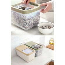 Fithome 7,5 Litre Sürgülü Saklama Kabı Tahıl Pirinç Kuru Gıda Mama Saklama Kutusu 1 Adet Şeffaf