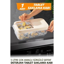 Fithome 5 Litre Çok Amaçlı Tablet Deterjan Saklama Kutusu Şeffaf Sürgülü Kapak Saklama Kabı