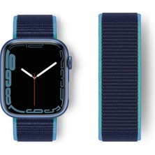 isiltikidsmoda Newface Apple Watch 38MM Hasırlı Cırtcırtlı Kordon - Mavi-Lacivert