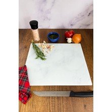 Feyza Design Mermer Desenli Cam Kesme Tablası 29X34CM, Şık ve Kullanışlı Tasarım