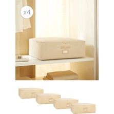 Ocean Home Textile 4 Adet Büyük Boy Bej Balıksırtı Baza Altı Yastık Yorgan Kazak Hurcu 62 x 46 x 22 cm