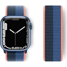 isiltikidsmoda Newface Apple Watch 38MM Hasırlı Cırtcırtlı Kordon - Siyah-Mavi