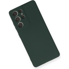 isiltikidsmoda Newface Samsung Galaxy S21 Ultra Kılıf Nano Içi Kadife Silikon - Koyu Yeşil