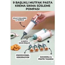 Feyza Design 9 Başlıklı Mutfak Pasta Krema Sıkma Süsleme Pompası Seti Profesyonel
