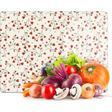 Feyza Design Minik Kalpler Desenli Cam Kesme ve Sunum Tahtası 40X30 cm