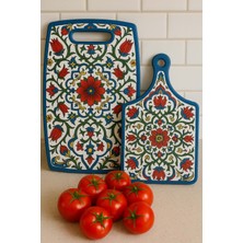 Feyza Design Renkli Desenli 2'li Plastik Kesme Tahtası Seti, Şık ve Kullanışlı Mutfak Aksesuarı