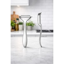 Feyza Design Pratik ve Dayanıklı Çelik Sebze Meyve Soyucu Ikili Set