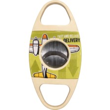 Premium Quality Küba Desenli Dahili Kılıflı Krem Metal Puro Makası Kesici