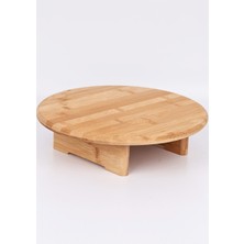 Feyza Design Yuvarlak Ayaklı Bambu Kesim Tahtası 30X30X9 Cm, Şık ve Doğal Mutfak Ürünü