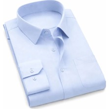 Varetta Erkek Mavi Gömlek Düz Klasik Kesim Cepli Düz Uzun Kollu