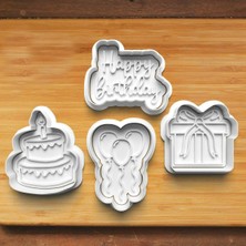 Feyza Design Renkli Doğum Günü Kurabiye ve Şeker Hamur Kalıbı Dörtlü Set