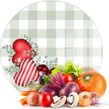 Feyza Design Yuvarlak Kalp Desenli Cam Kesme ve Sunum Tahtası 30X30 cm