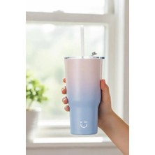 Miniso Gradyan Renkli Pipetli Çelik Matara 580 ml (Pembe)