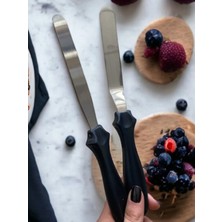 Feyza Design Eğik ve Düz Pasta Sıvama Spatulası 2'li Set, Kaliteli ve Dayanıklı Çelik Tasarım