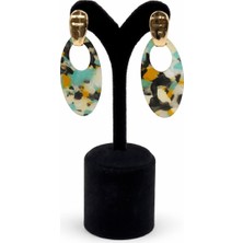 Pangu Lak Altın Kaplama Geometrik Sallantılı Akrilik Küpe