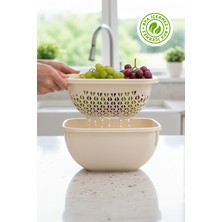 Feyza Design Çok Amaçlı Süzgeç ve Kase Seti 4 Lt, Meyve ve Sebze Yıkama Kabı
