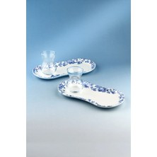 Bursa Porselen Dekor Pure Blue 2 Kişilik Sunumluklu Çay Takımı