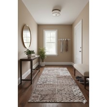 Babil Home Kaymaz Tabanlı Kesme  Salon Koridor Mutfak Yatak Odası Halısı 6009 Kahve