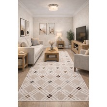 Babil Home Kaymaz Tabanlı Kesme  Salon Koridor Mutfak Yatak Odası Halısı 6010 Bej