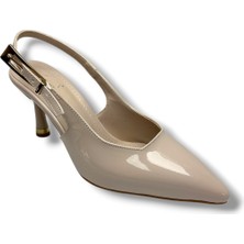 Ceylan Shoes 421-26 Rugan Deri Arkası Açık Ince Topuk Kadın Stiletto