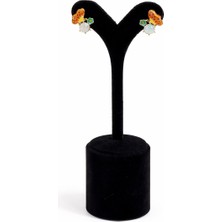 Pangu Taşlı Kelebek Model Mineli Lak Kaplama Küpe