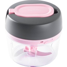 Feyza Design Füme Pembe Mini Pratik Doğrayıcı 400ML, Şık ve Kullanışlı Tasarım