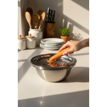 Feyza Design 24 cm Çelik Hazneli Mutfak Rende, Dayanıklı ve Pratik Kullanım