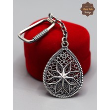 Midyat Nurtaş Gümüş Yıldızlı Damla Model 925 Ayar Gümüş Oksitli Telkari Anahtarlık 201025167