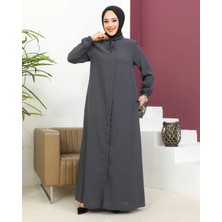 Nevayla Moda Salaş Kesim Tesettür Ferace / Antrasit - F120