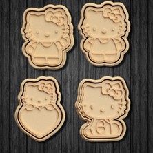 Feyza Design Sevimli Hello Kitty Kurabiye Kalıbı ve Şekillendirici 4'lü Set