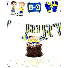 Fluparty Sarı - Lacivert - Futbol Temalı XL Pasta Süsü Seti