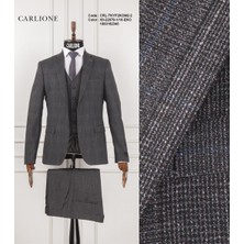 Fabio Cassel Slim Fit  Mono Yaka Çift Yırtmaçlı Astarlı Takım Elbise Yelekli