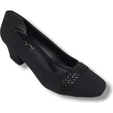 C-Shoes 7305-26 Mat Saten Bant Taşlı Kısa Kalın Topuk Kadın Ayakkabı