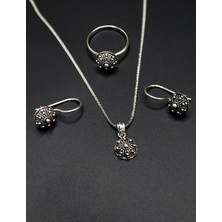 Midyat Nurtaş Gümüş Yöresel Noktalı Kişniş Hasır Desenli Işleme Bayan Gümüş Kadın Üçlü Set 201025220