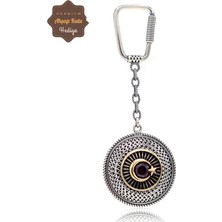 Midyat Nurtaş Gümüş Yakut Taşlı Ayyıldız Model Oksitli Gümüş Telkari Anahtarlık 201025174