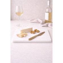 Feyza Design Beyaz Mermer Kesme Tahtası 25X30, Steak, Peynir ve Şarküteri Sunumu