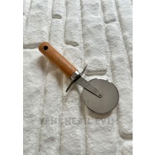 Feyza Design Mini Bambu Ahşap Pizza Kesme Aparatı Paslanmaz Çelik Mutfak Gereçleri