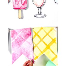Fluparty Ice Cream - Dondurma Temalı Üçgen Flama Banner