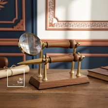 İki Yedi Konsept Hilda Ahşap Stantlı Büyüteç ve Mektup Açacağı Seti Ofis Masası Aksesuarı Dekoratif Hediye Makam Set