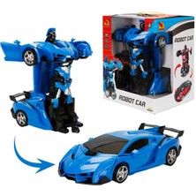 Sunman Suncon Işıklı USB Şarjlı Uzaktan Kumandalı Arabaya Dönüşebilen Robot 43288 Mavi