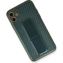 isiltikidsmoda Newface iPhone 12 Kılıf Coco Karbon Standlı Kapak - Yeşil